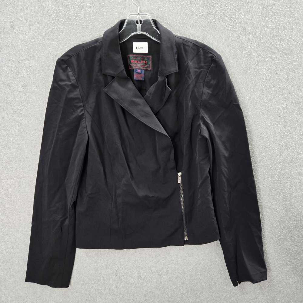 VINTAGE Ralph Lauren Women Jacket Medium Black Blazer Cropped 1990s READ